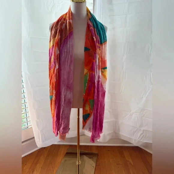 Saks Fifth Avenue Pink and Green Scarf - Picture 3 of 6